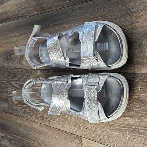Pierre Darre Vintage Chunky Silver Y2K Sandals Size 39